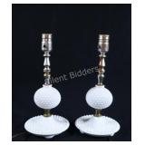 VTG Fenton Milk Glass Hobnail Table Lamps