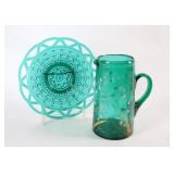 Victorian Glass Pitcher w Stiegel Imperial Plate