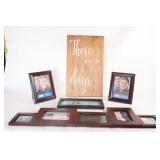 Wood Print Plaque w Assorted Picture Frames