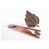 Resin Leaf Wall Plaque w Copper Wind Chime