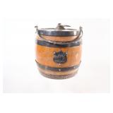 Antique English Oak Biscuit Barrel w Finial