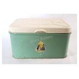 1940's-1950's Mint Green Enamel w Decal Bread Box