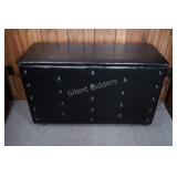 VTG Black Faux Leather Studded Storage Trunk
