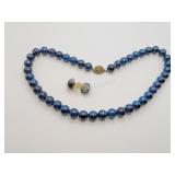 VTG Beaded Stone Necklace w Earrings