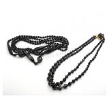 Mid Century Faceted Black Bead Necklaces