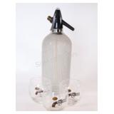 Wire Mesh Glass Soda Siphon w Adams Glasses