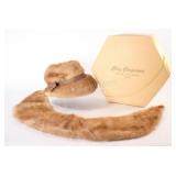 Eaton's Brown Mink Fur Hat w  Fur Collar, Hat Box