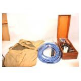 Box of Misc Electrical, Worklight & Work Aprons