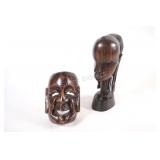 Hand-Carved African Tribal Bust w Buddha Carving