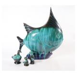 Blue Mountain LARGE Angel Fish Vase & Figurines