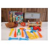 VTG  Fisher-Price Tools,Tool Box, Baseball Glove