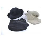 1980's Crochet Crossbody Tote Hand Bas & Sun Hat