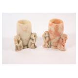 Intricate Monkeys Carved Soapstone Holders
