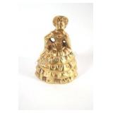 Elizabethan Lady Figural Brass Bell w Legs & Feet