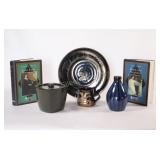 Salt Glaze Container, Signed Pottery & Vase