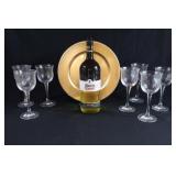 Sealed 1.5L Black Tower Wine w Stemware
