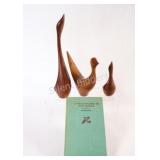 VTG  Hand Carved Teak Sculptures &Field Guide Book