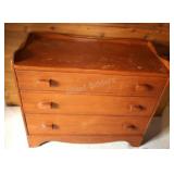 1950's Solid Red Maple Three Drawer Dresser