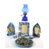 Collector Marbles, Blue Glass Lantern, Frames