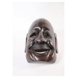 Handcrafted Wood Mask -Hotei, or Laughing Buddha,