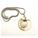 VTG Mother of Pearl & Jade Pendant on Chain