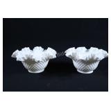 VTG Fenton Milk Glass Hobnail Fluted Vases