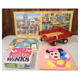 VTG  Toys & Puzzles including a Wooden Wagon