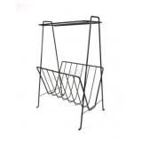 Mid-Century Modern Black metal Magazine Rack