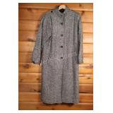 Classic Black & White Herringbone Wool Coat