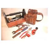 Tool Box with Tools and Leather Tool Belt
