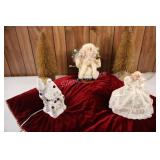 large Christmas Tree Skirt, Angel & Figurines