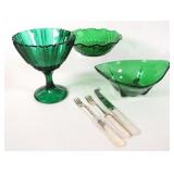 VTG Era - Mid Pressed Glass Dishes w Condiment Set