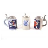 German Stoneware Beer Stein w Traditional Designs
