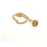 Gold Tone Link Necklace w Pendant