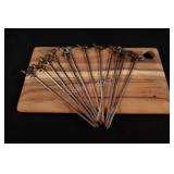 Gourmet Rectangular Cutting Board w Metal Skewers