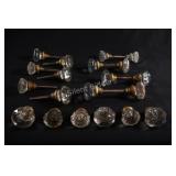 VTG Glass Doorknobs w Brass Collars, Spindle Rods,