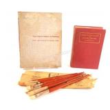 VTG Hard Cover Art Books w Grumbacher Brush Sets