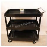 Three Tier Metal Rolling Shop Cart with Handle