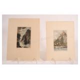 Original Signed Pen & Watercolor Landscape Artwork