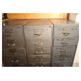 Set of 3 Vintage Record Storage Filing Cabinets