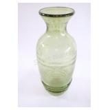 VTG Light Green, Hand-Blown Art Glass Vase
