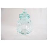 VTG Pumpkin-Shaped Soft Green Apothecary Jar w Lid