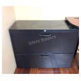 Black Metal Two Drawer Filing Cabinet