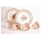 WIndsor Bone China Tea Cups w 22K Gold Rim Plates