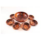 VTG Haitian Hand-Carved Wooden Salad Bowl Set