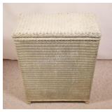 VTG White-Painted Wicker Laundry Hamper
