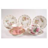 Bone China Tea Cups w Side Limoges Plates