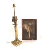 Anique French Lamp w an Onyx Column & Print