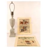 Ancient Chinese Cave Prints, Ceramic Lamp