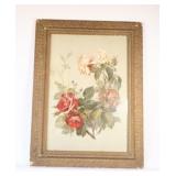 Ornate Gold Framed Rose Lithograph Print